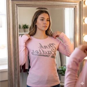 Grease Movie Graphic Long Sleeve Baby Pink Top Size Medium